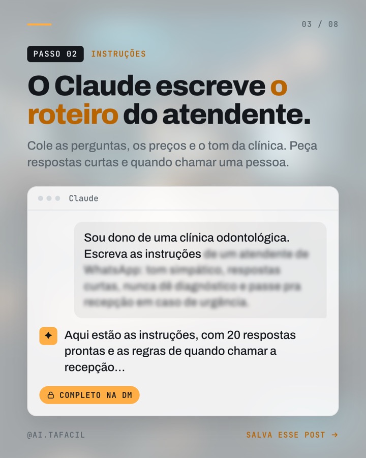 Post da @ai.tafacil com o roteiro do atendente bloqueado